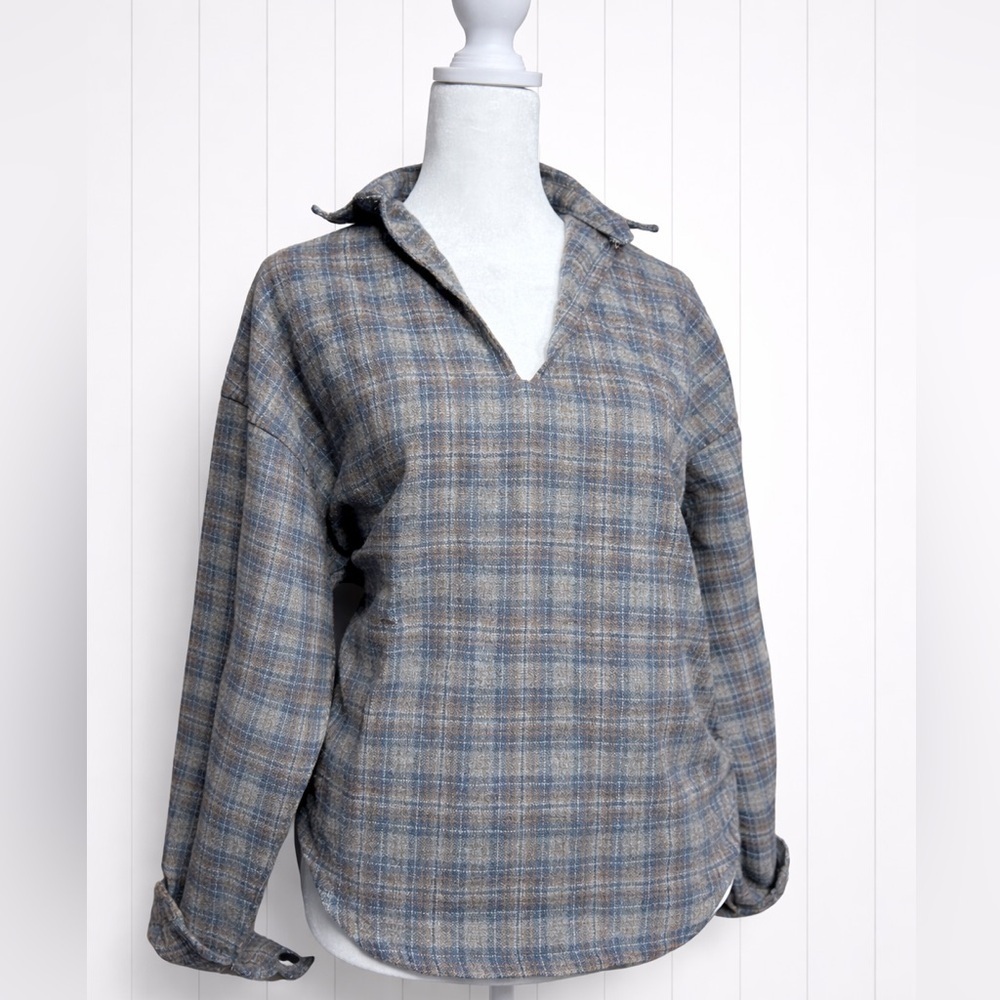 Vintage Wool-Blend Plaid Pullover Shirt | Cabin Core | Unbranded
